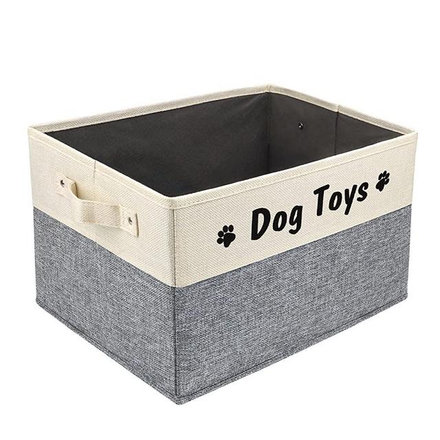 PET ARTIST Foldable Dog Toy Bin for Dog Toys Accessories - Collapsible Dog Toy Basket Storage Box for Pet Toys,Dog Coat