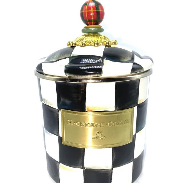 MacKenzie-Childs Small Enamel Canister-Courtly Check 