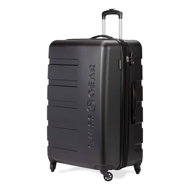 SWISSGEAR 7366 Hardside Expandable Luggage with Spinner Wheels (Large Checked, Black)