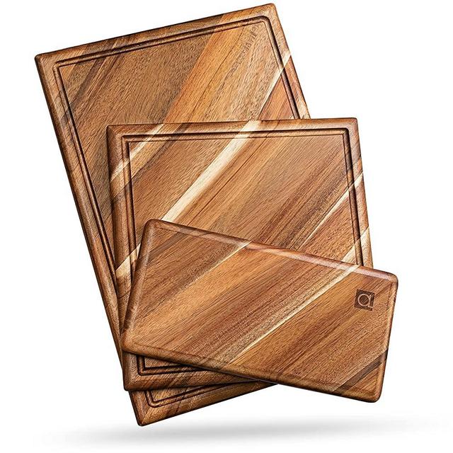 Doheny Duo Small and Medium Acacia Wood Cutting Board Set 12x8x1 and  14x10x1 GIFT BOX Included 