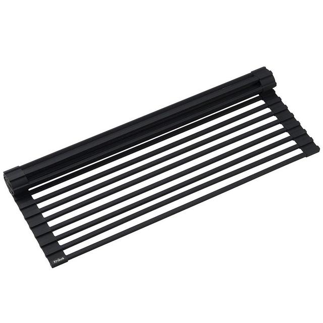 Kraus 20.5 in. Over Sink Roll Up Dish Drying Rack in Jet Black