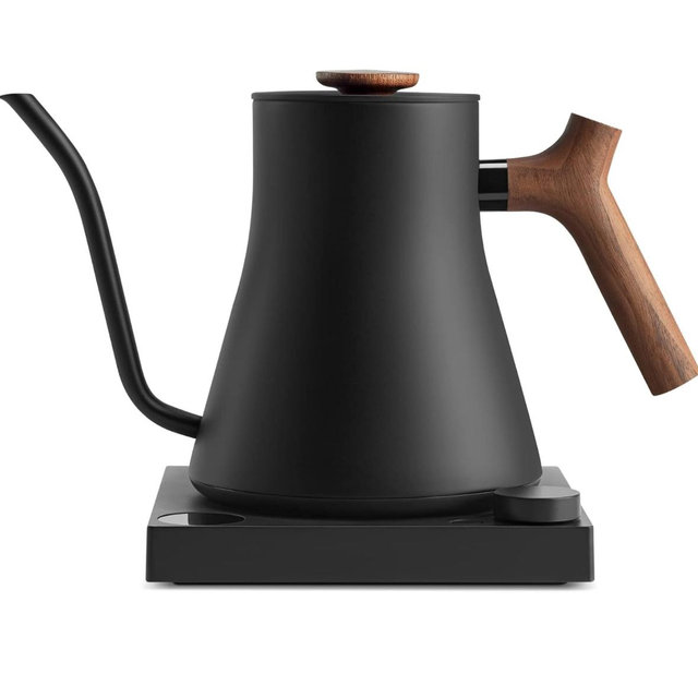 Fellow Stagg EKG Pro Electric Gooseneck Kettle - Pour-Over Coffee and Tea, Quick Heating, Precise Temperature Control, Scheduling, Built-in Brew Timer, Matte Black with Walnut Wood Handle, 0.9 Liter