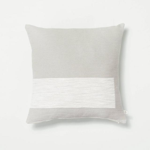 18" x 18" Blocked Stripe Throw Pillow with Zipper Gray - Hearth & Hand™ with Magnolia
