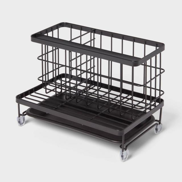 Top of Kitchen Sink Sponge Brush and Caddy Organizer Black - Brightroom™