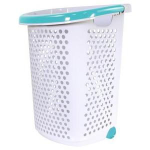 Home Logic Rolling Laundry Hamper with Handles White/Teal - Room Essentials™
