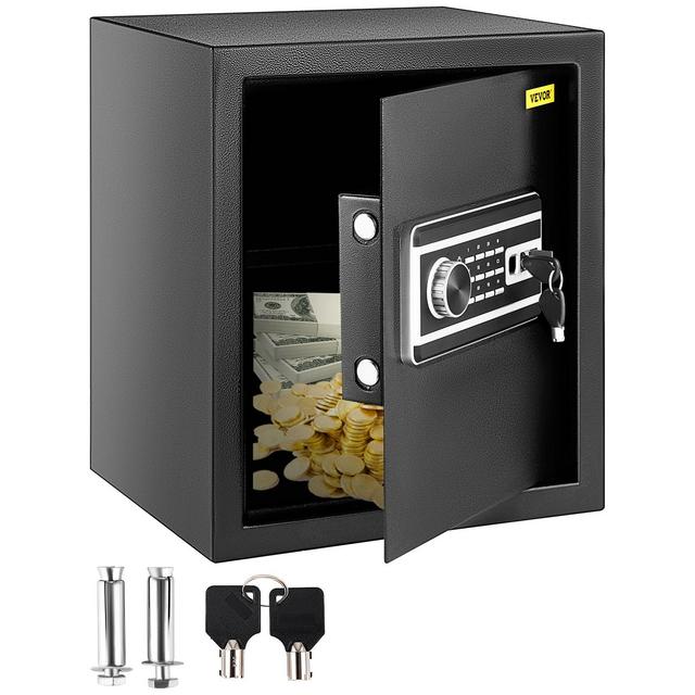 VEVOR Security Safe 1.7 Cubic Feet Electronic Safe with Fingerprint Lock 48L Digital Safe Box with Two Override Keys Fireproof Safe Carbon Steel for Home Hotel Restaurant and Office