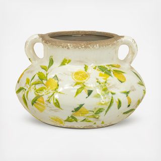 Lemon Motif Wide Ceramic Planter
