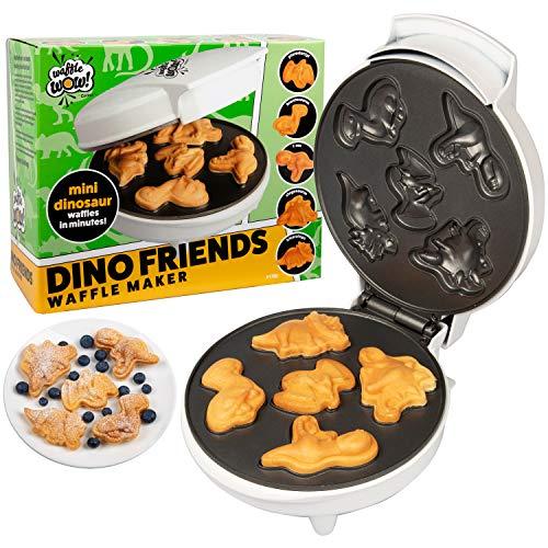 Dinosaur Mini Waffle Maker- Make Breakfast Fun and Cool for Kids and Adults with Novelty Pancakes- 5 Different Shaped Dinos in Minutes - Electric Non-Stick Waffler Iron