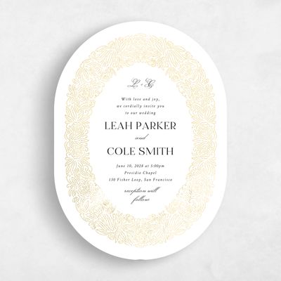 White Wedding Invitation - Isolde Portrait Foil