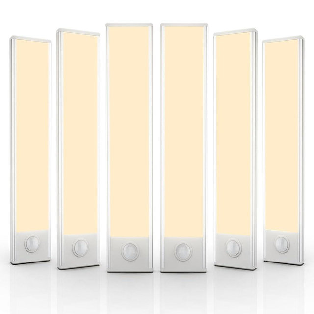 Under Cabinet Lights, 32 LED Rechargeable Motion Sensor Light Indoor, 6 Pack Magnetic Closet Lights, Wireless Under Counter Lights for Kitchen, Stairs, (Warm) 8 inch