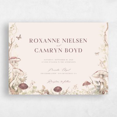 Beige Greenery Wedding Invitation - Eden Landscape