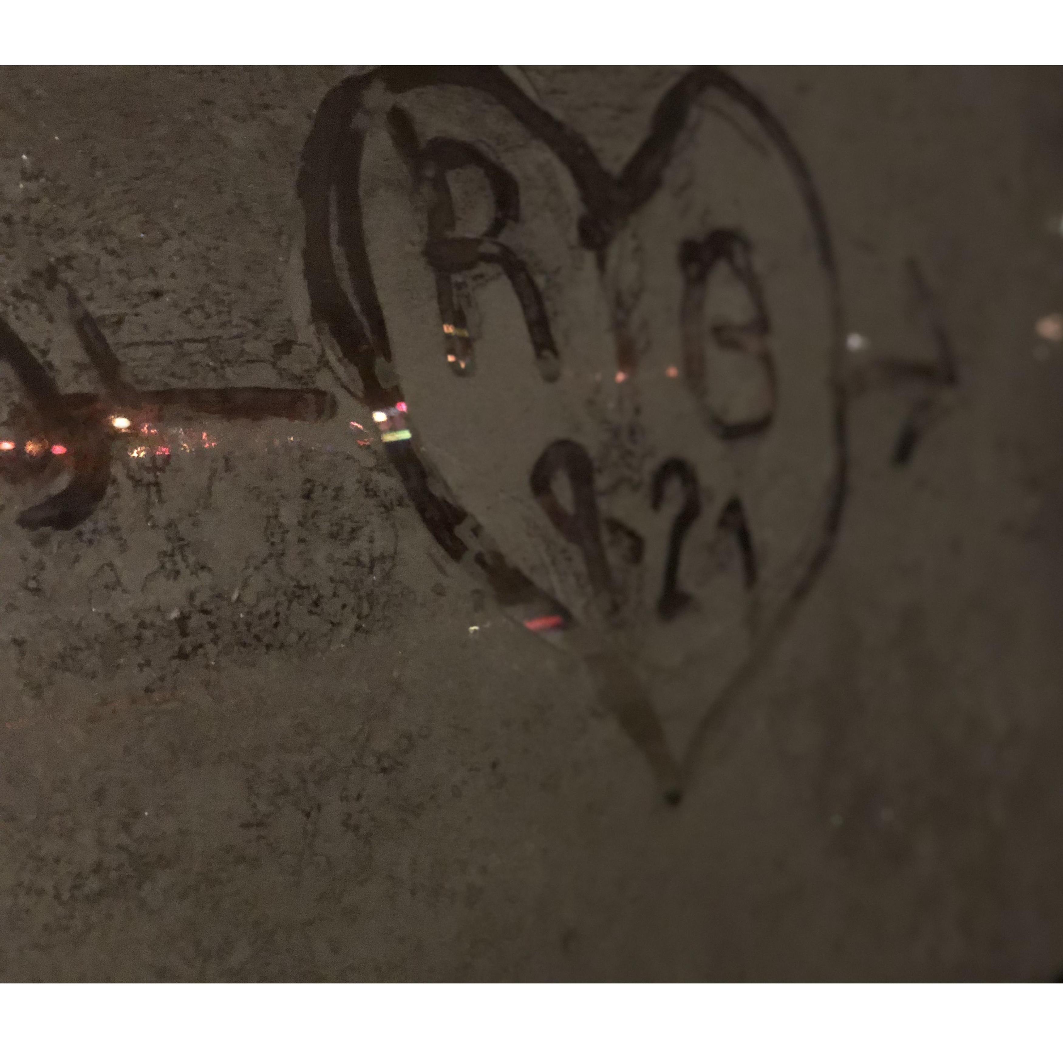 "R & B 9-21" - Rupe's NYE Bus to Show Window Art