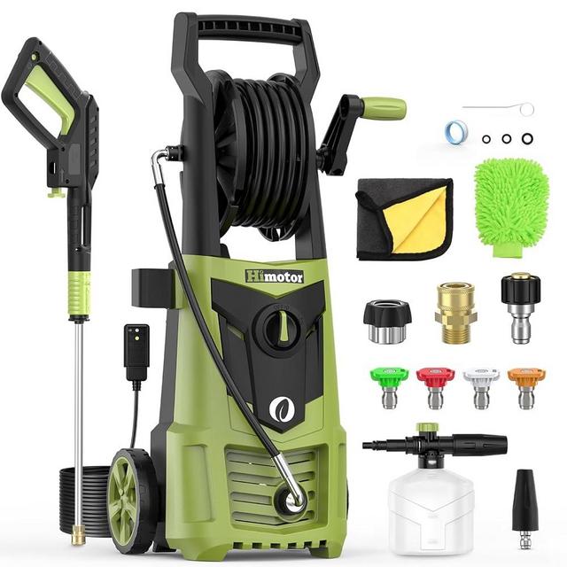 Himotor Electric Pressure Washer - 4000PSI 2.8GPM with Nozzle Set, Power Washer with Hose Reel, Foam Cannon Included, Car Wash Machine with Wash Mitt, High Pressure Washer for Deck, Driveway, Patio