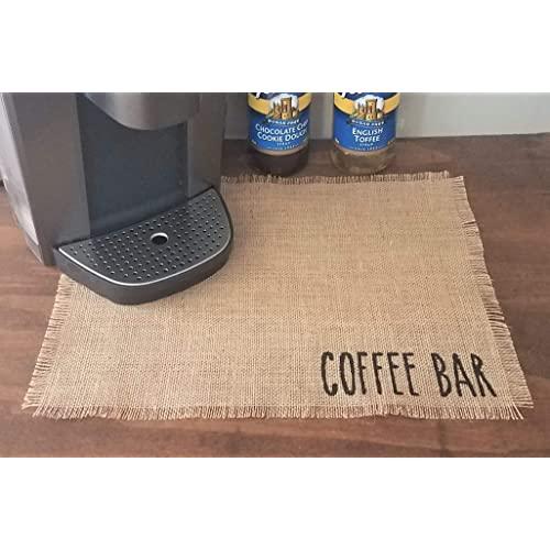 Coffee Bar Mat, Place Mat For Coffee Pot, Mat For Coffee Maker, Farmhouse Coffee Station Decor, Coffee Lovers Gift, Rae Dunn Inspired Burlap Coffee Bar Placemat