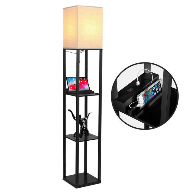 Brightech Maxwell 63" LED Shelf Lamp with USB Port and Power Outlet