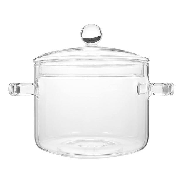 Clear Glass Pots for Cooking on Stove, Glass Stew Pot Glass Soup Pot With Lid Kitchen Stockpot Glass Cooking Pot Thickened Stock Pot Large Serving Bowl Simmer Pot for Stove (1.35L/46OZ)