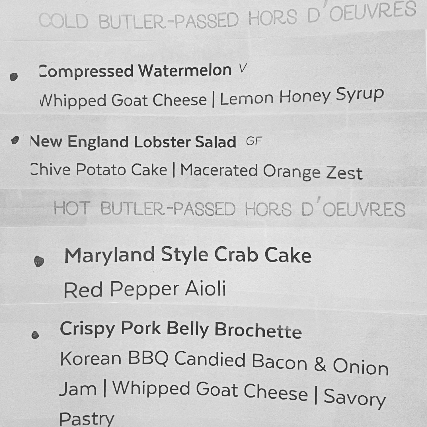Appetizer Menu Items