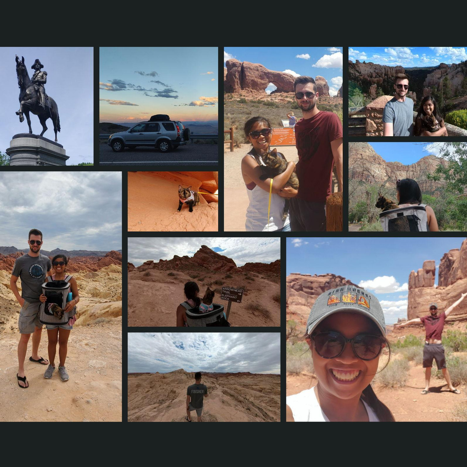 Some scenic pictures from our roadtrip Valley of Fire State Park, Zion National Park, Bryce Canyon, Arches National Park, and Boston Common.
