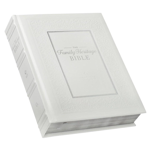 PERSONALIZED *** NLT Family Heritage Bible - Hardcover - Indexed - White *** Custom Name Imprint