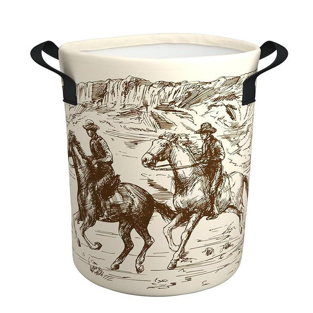 Western Cowboy Laundry Basket Gifts for Boys, Boys' Room Decor Baby Nursery Hamper Western Room Decor 19.6x15.7 Inch