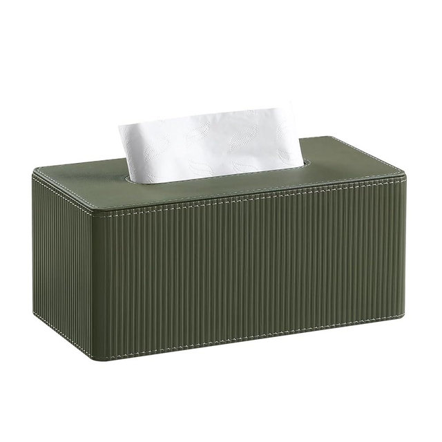 Cretkhp PU Leather Tissue Box Cover Rectangle with Magnetic Closure, Modern Tissue Box Holder for Bathroom NightStands Livingroom, Decorative Tissue Holder for 120(3-Ply)/160(2-Ply) Tissue Box (Green)