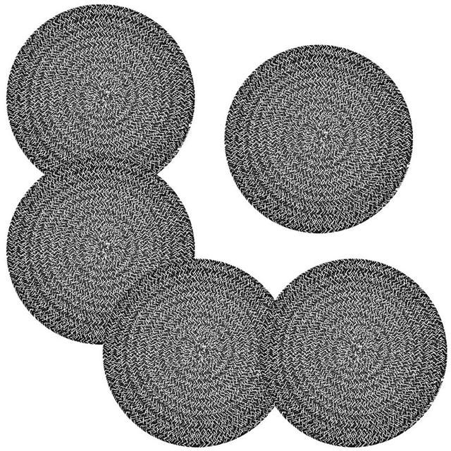 Trivets for Hot Pots and Pans 8 inches 5 Pcs, Trivet for Hot Dishes, Hot Pads for Kitchen Table, Large Coasters Cotton Mat to Protect Counter, Cooking Potholder Set (Deep Grey, 5)
