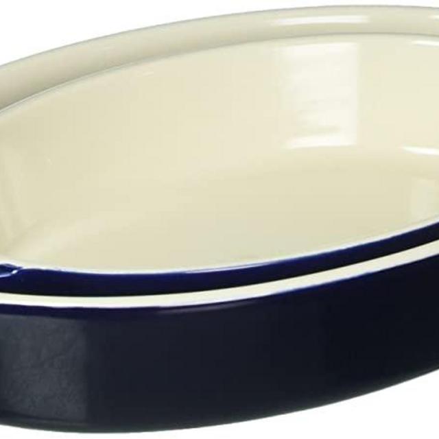 STAUB Ceramics Oval Baking Dish Set, 2-piece, Dark Blue