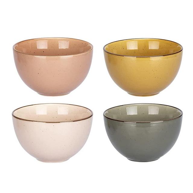MDZF SWEET HOME Porcelain Bowl Set, Deep Bowl for Cereal, Soup, Fruit-Salad and Dessert Serving Bowls, 17 Oz - Set of 4