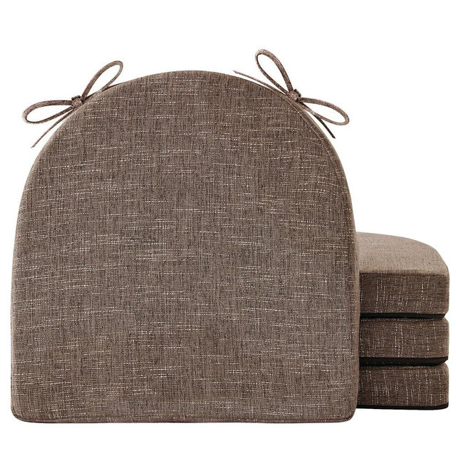 IPYNBAP Chair Cushions for Dining Chairs with Ties and Removable Cover, Dining Kitchen Chair Pads with Non-Slip Bottom, High-Resilience Indoor Seat Cushions, 16'' x 16'' x 2'', Set of 4, Brown