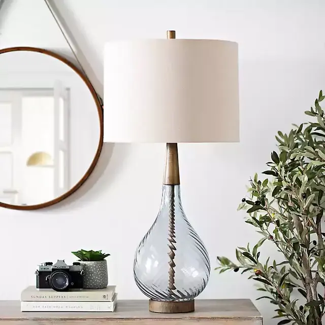 Dusty Blue Nora Glass Table Lamp