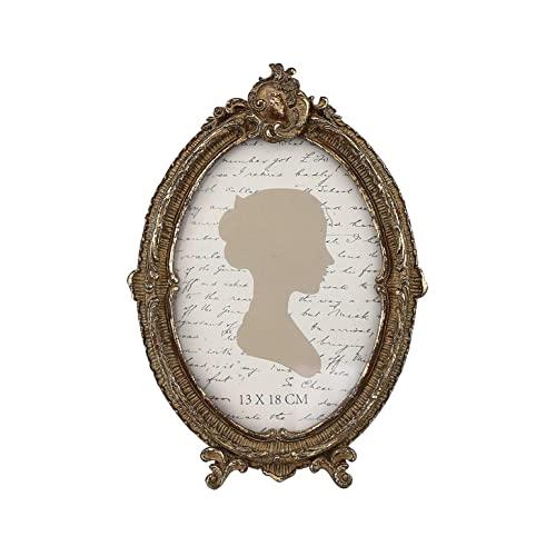 Sunlit Vintage Picture Frame 5x7 Inch, Oval Antique Photo Frames with Glass Front, Luxury Photo Display, Tabletop Wall Hanging, Gift Ideas, Brown