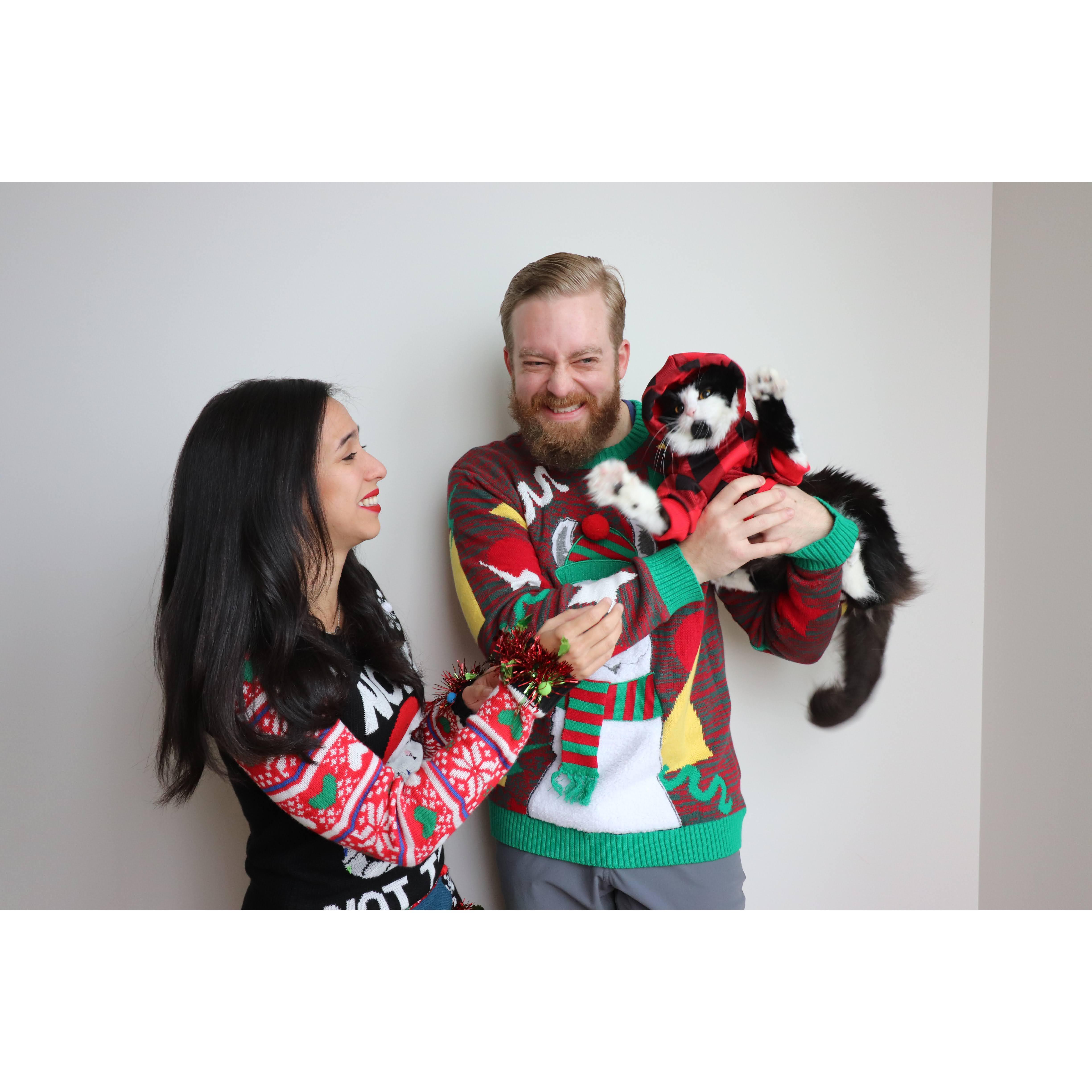 Trying to take a Christmas picture with Chip