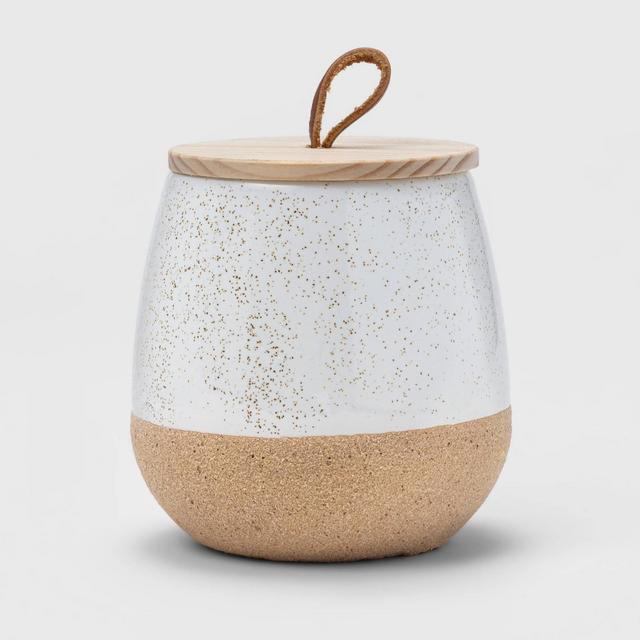 10oz Ceramic Candle with Wood Lid White - Threshold™