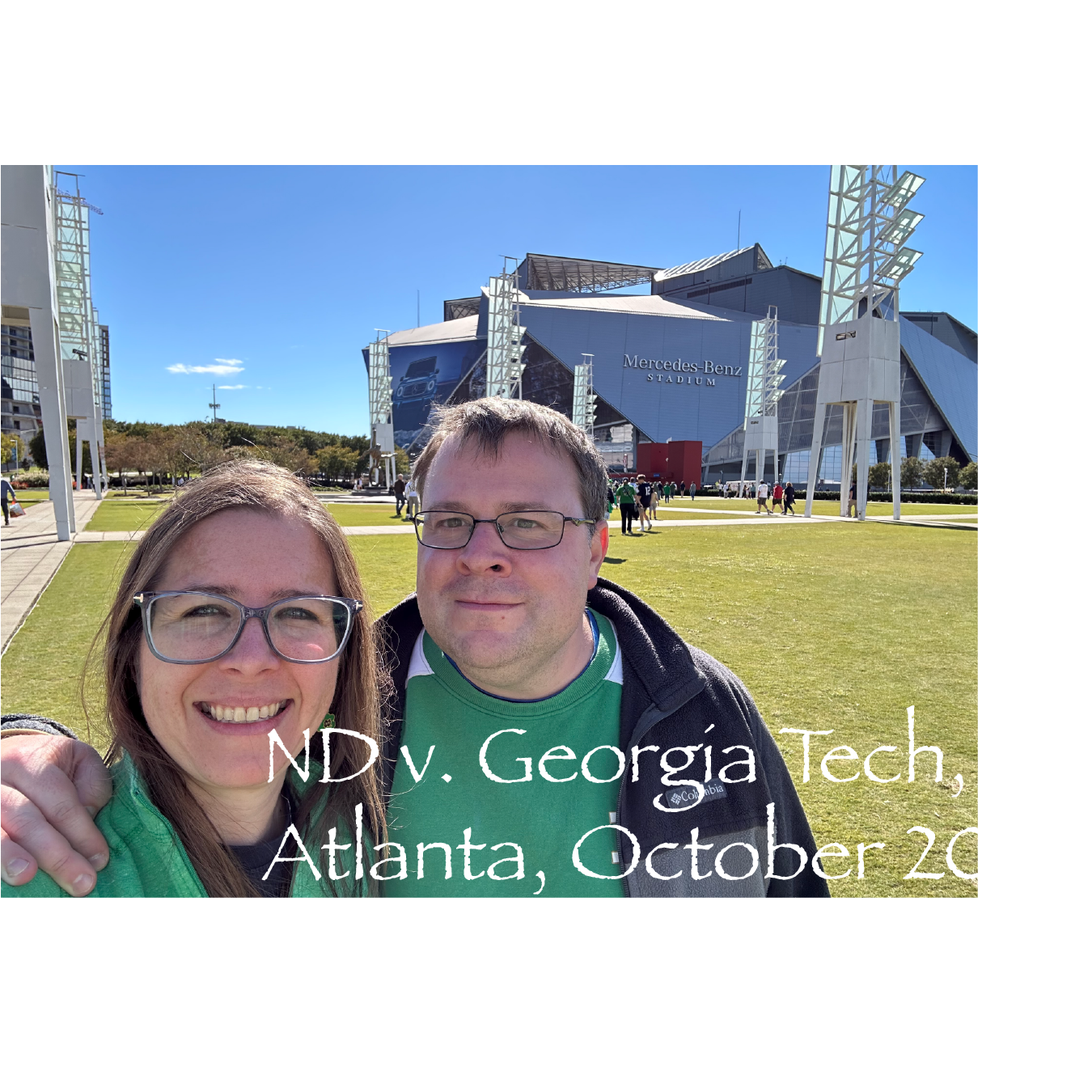 First trip to Mercedes Benz stadium to cheer on the Irish against Georgia Tech - we also really enjoyed getting together with Peter & Megan!