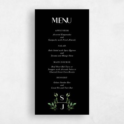 Black Wedding Menu - Madilou