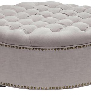 Baxton Studio Iglehart Linen Modern Tufted Ottoman, Beige