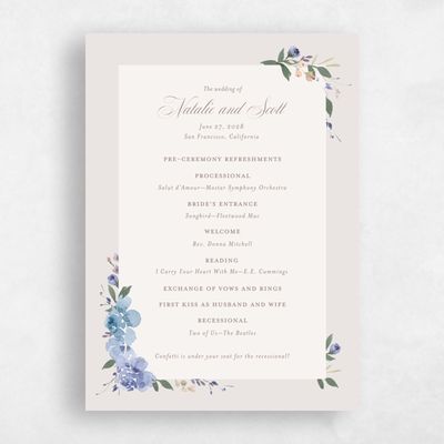 Light Greige, Blue Wedding Program - Reagan