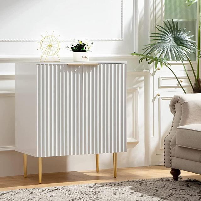 SICOTAS Buffet Cabinet Sideboard with Storage Kitchen Accent Cabinet with Doors and Adjustable Shelf, Modern Credenza Coffee Bar Cabinet Cupboard for Entryway Living Dining Room, White