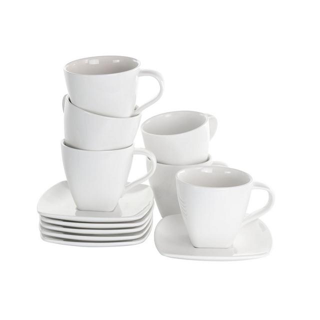Elama Market Square Cup and Saucer Set of 12 Pieces