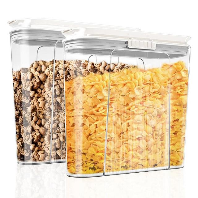Ducoak Cereal Containers Storage Set Airtight Food Storage Containers with Lids Flip-Top 2PCK Plastic Cereal Storage Containers Cereal Organizer Dispenser for Pantry Kitchen(135.3oz/4L)