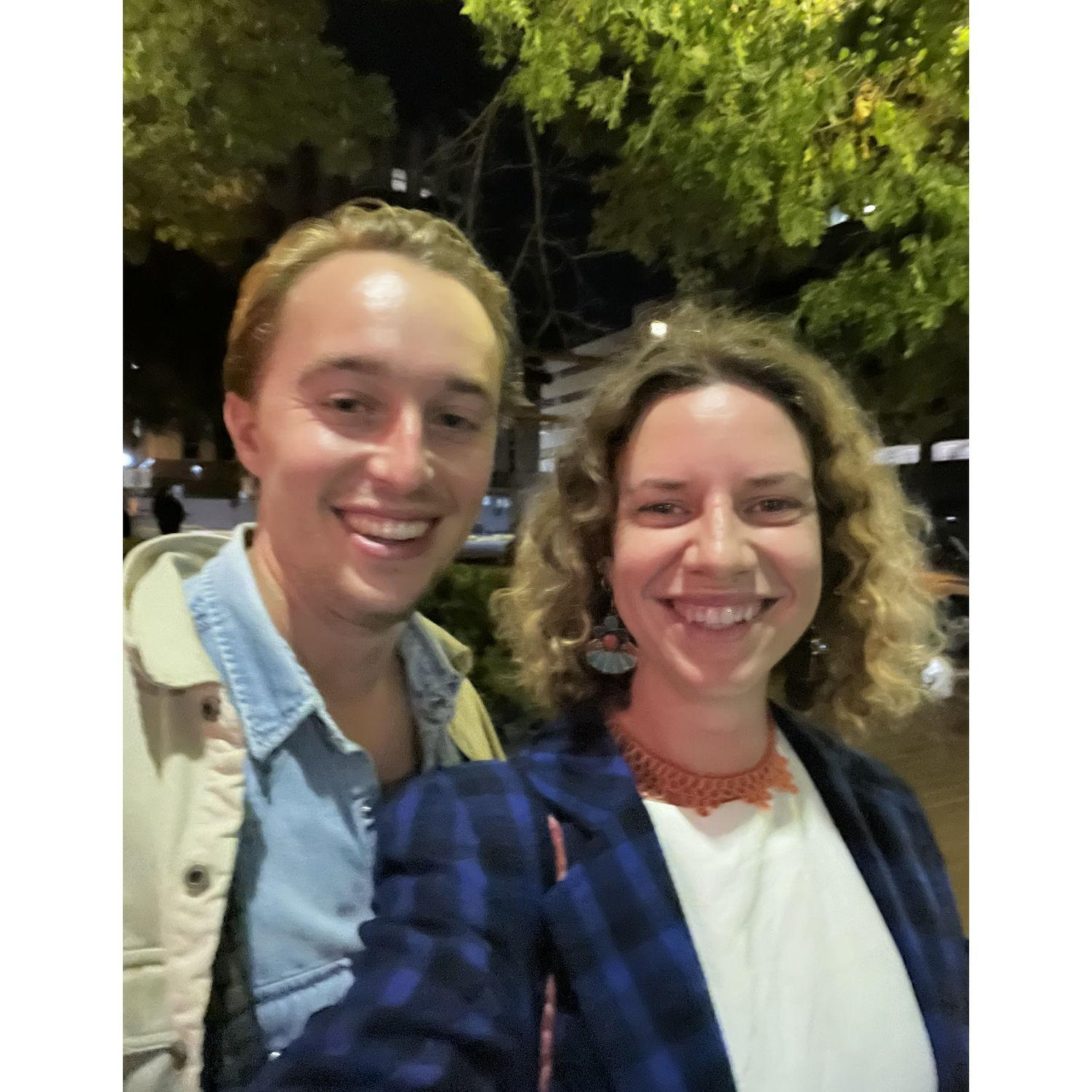 Selfie after a delicious dinner for Charles' birthday