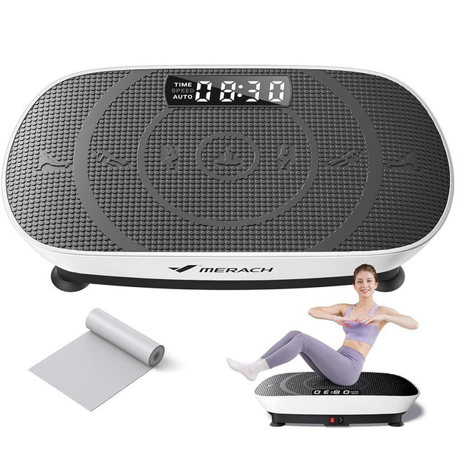 MERACH Vibration Plate Exercise Machine, Whole Body Workout Equipment for Women, Bluetooth and Silicone Pedal, Vibration Plate with Auto Mode, Vibrate Fitness Platform for Home