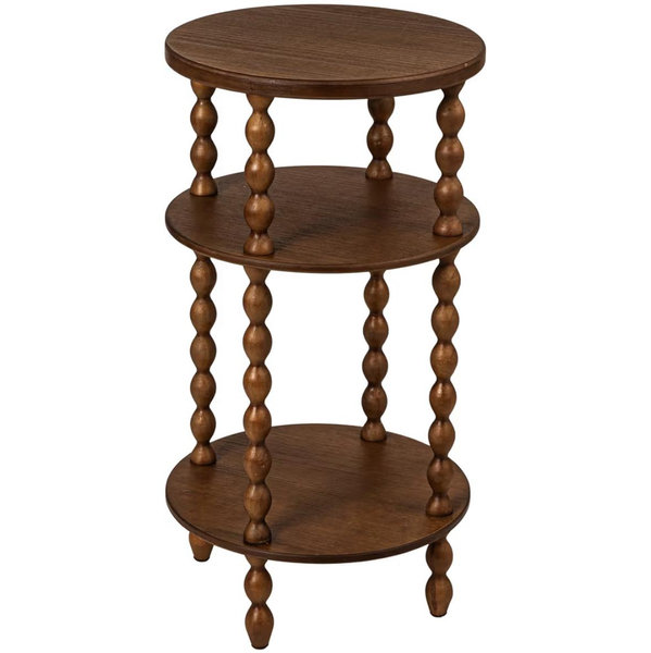 Creative Co-Op Bobbin Leg Round Wood Accent Table, Walnut