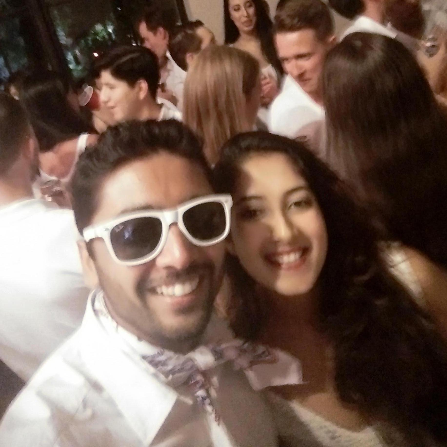 Our first ever picture together. Our memory of the night is as blurry as the picture