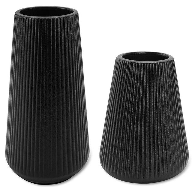 Black Ceramic Vase, GUKJOB Flower Vase Ceramic Vase for Flowers, Christmas Decorations Ceramic Black Vase, Small Vase for Home Living Room Dining Table Farmhouse Office Decor (Black - 2Pcs)