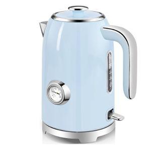 SUSTEAS Electric Kettle - 57oz Hot Tea Kettle Water Boiler with Thermometer, 1500W Fast Heating Stainless Steel Tea Pot, Cordless with LED Indicator, Auto Shut-Off & Boil Dry Protection, Blue
