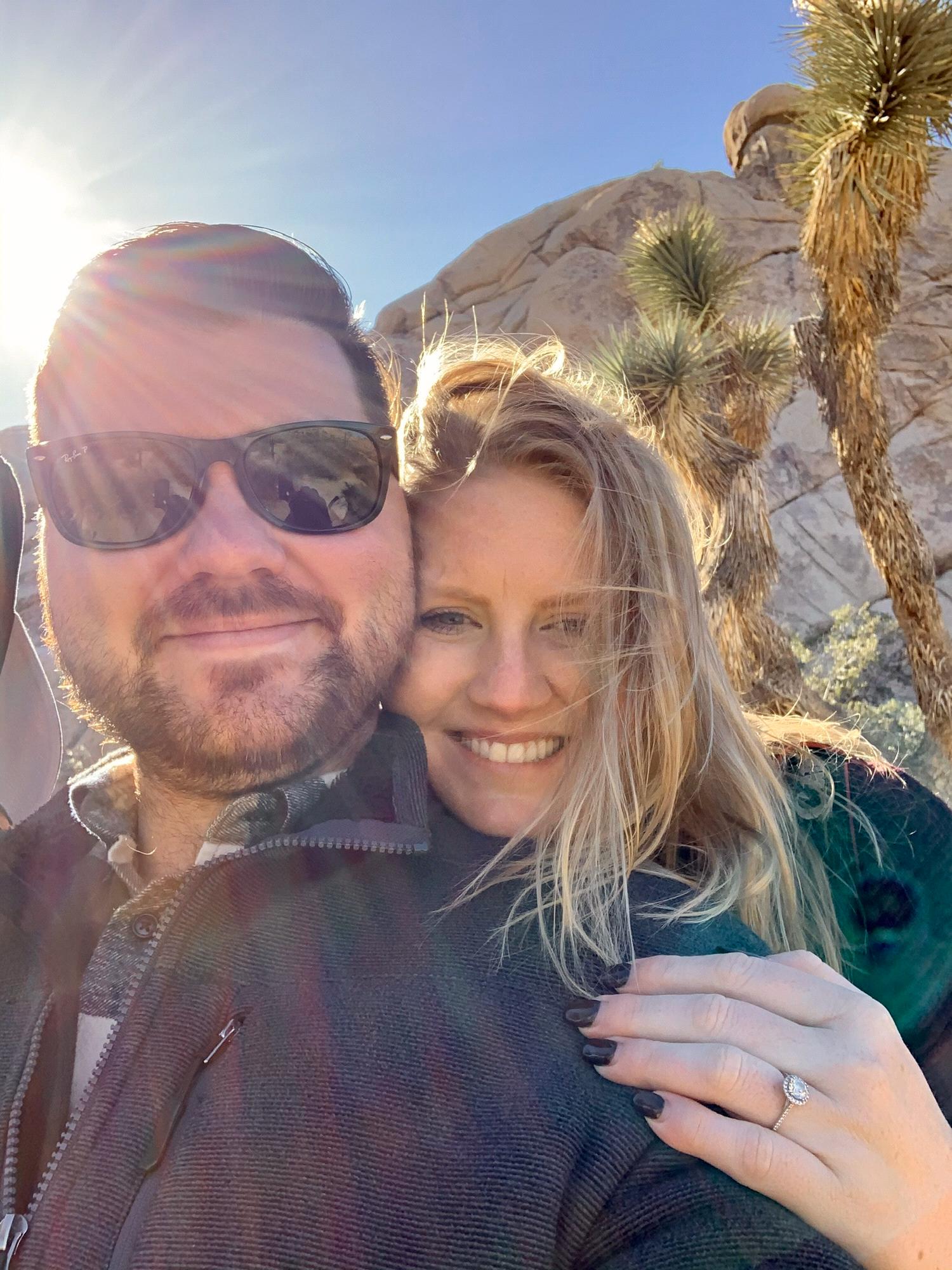 Climbing rocks in Joshua Tree