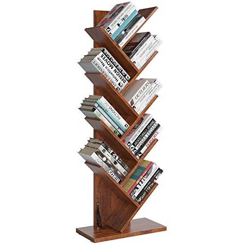 Homfa Tree Bookshelf, 9-Shelf Bookcase Rack, Free Standing Book Storage Organizer, Books/CDs/Albums/Files Holder in Living Room Home Office, Walnut(Large)