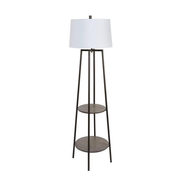 63" Tristan Silverwood Floor Lamp with Shelves (Includes LED Light Bulb)Gunmetal - Decor Therapy