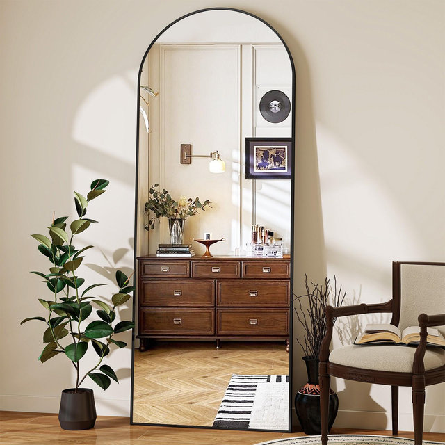 BEAUTYPEAK Arched Free-standing Full-Length Mirrors 21"x65", Black